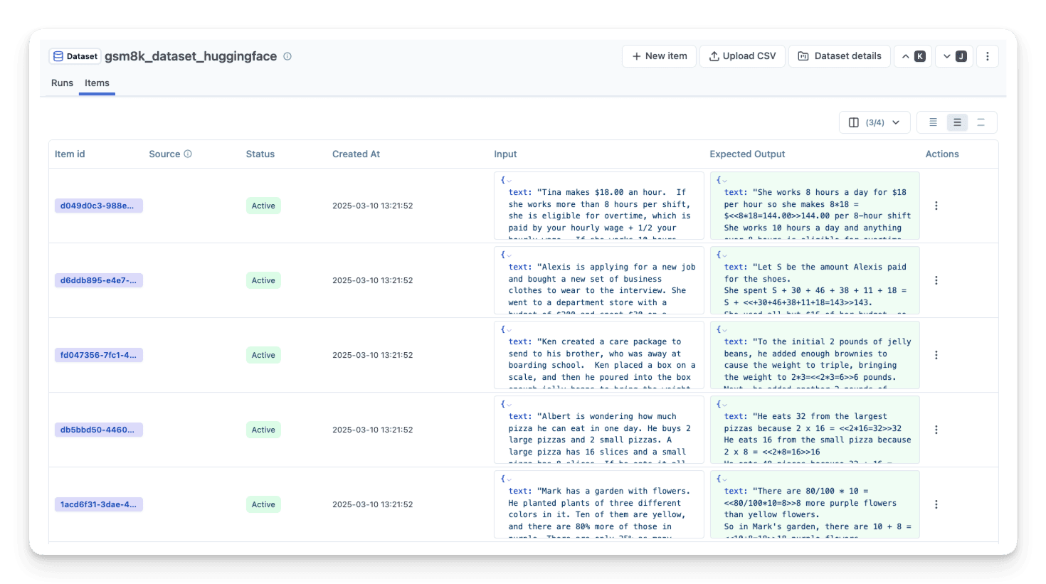 Hugging Face Dataset in Langfuse